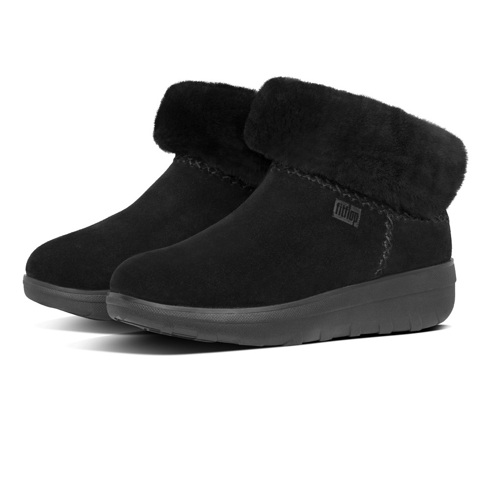 Fitflop Womens Boots Black - Mukluk Shorty Shearling Lined Suede Ankle - 47VXHSKLO